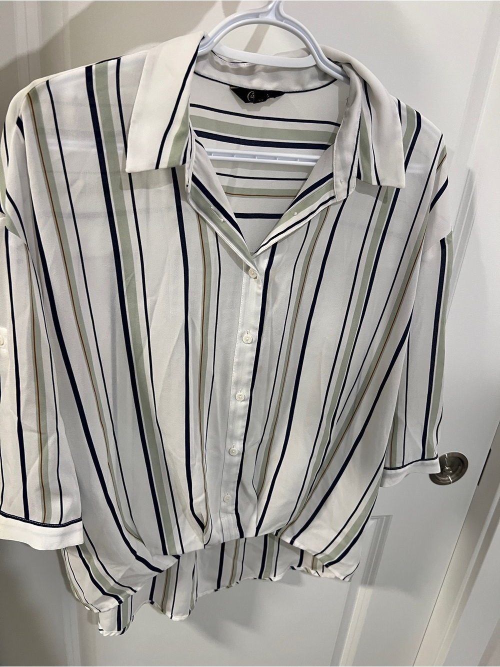 White Striped Button-Up Shirt